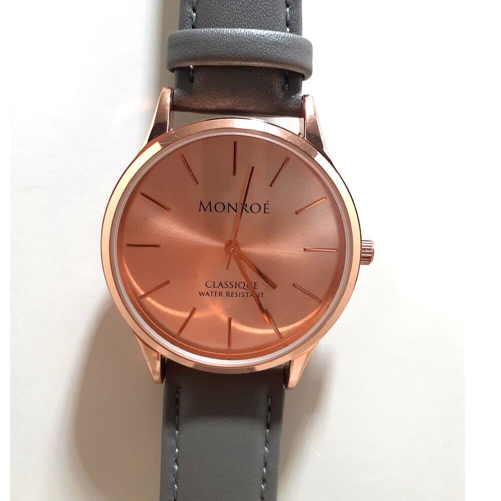 Monroe Classic Men's Wristwatch Rose Gold Tone Gray Band